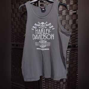 Harley-Davidson Hoosier Men's XL Gray Tank top skull and "Ride Free" graphic